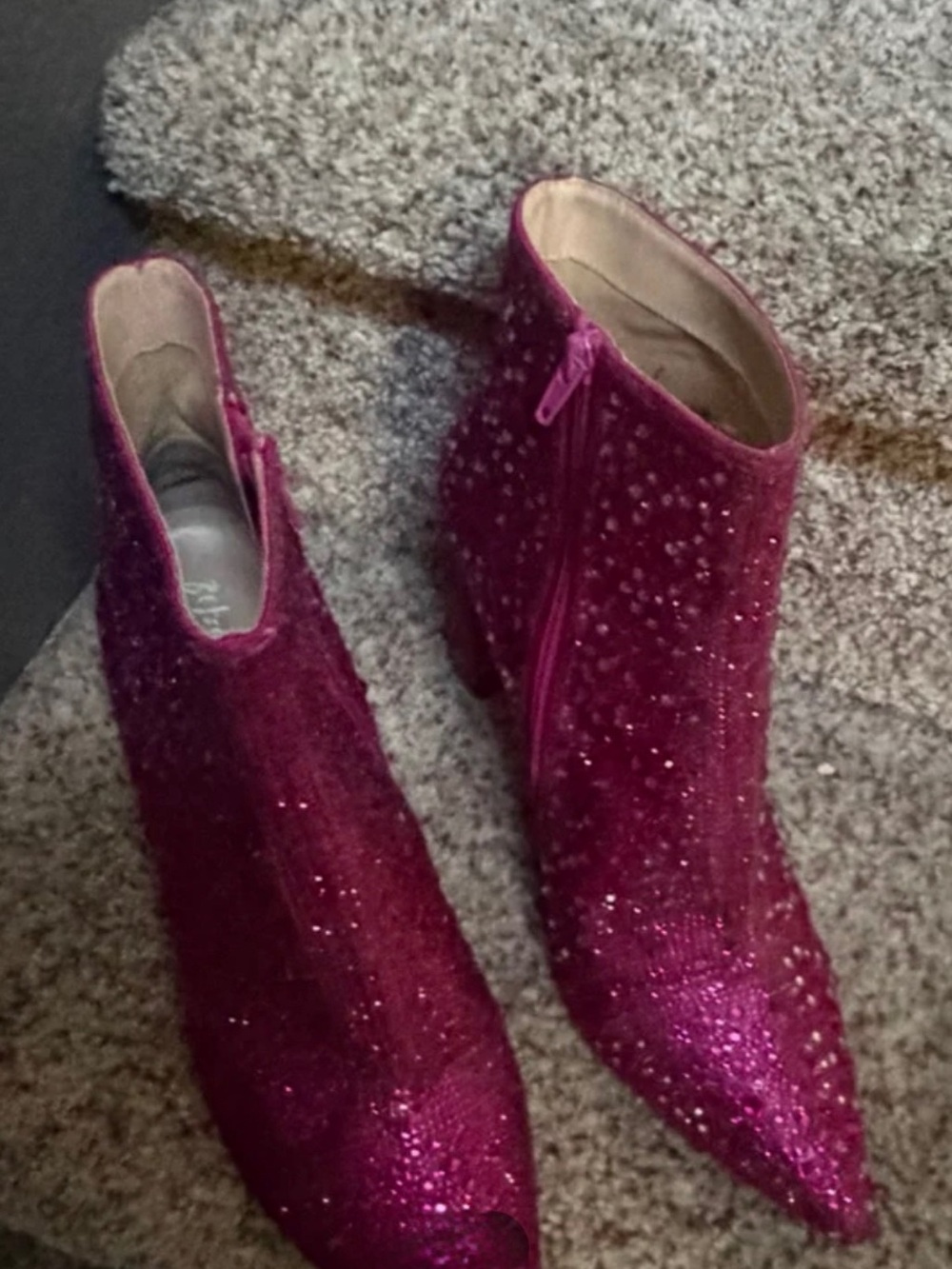 Betsey Johnson Fuchsia Rhinestone Ankle Boots – Women’s Size 10 – Worn Once